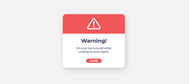 Sample of an pop-up error message.